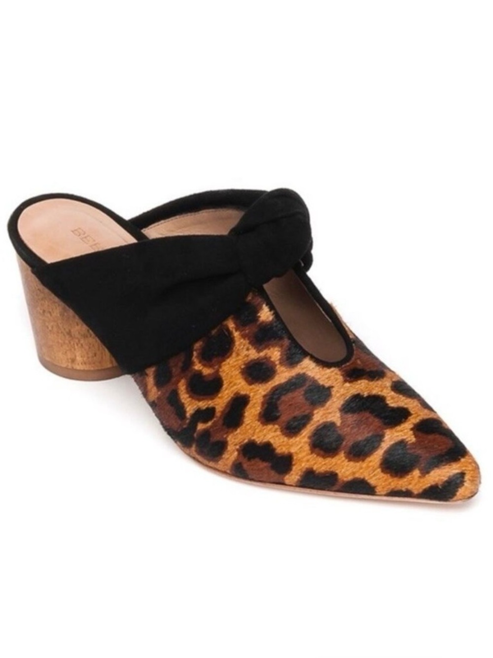 BERNARDO Finley Leopard Print Slide Mules Slip On Heels Pointed Toe Size 9.5
